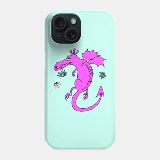 cute happy dragon in pink with flowers Phone Case