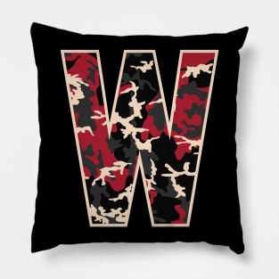 Initial Capital Letter W Camo Alphabet Gift Women Men Pillow