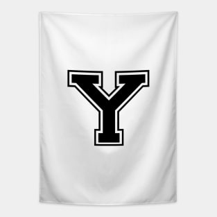 Initial Letter Y - Varsity Style Design - Black text Tapestry