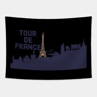 Tour de France with French skyline silhouette Tapestry