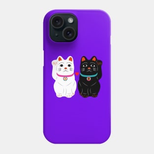 Japanese Black and White Lucky Cat Couple Phone Case