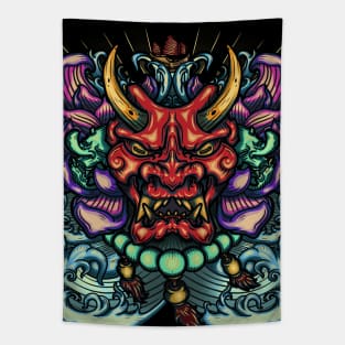 Oni Mask Sea Tapestry