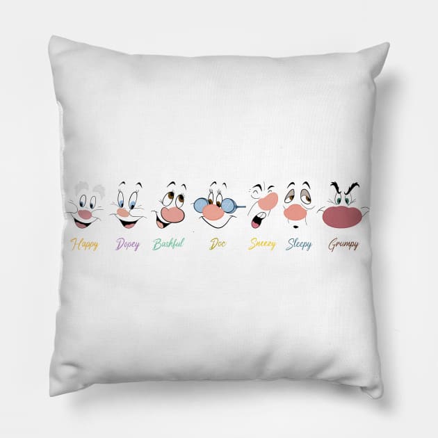 7 Dwarfs Emotions Pillow by ShutterStudios