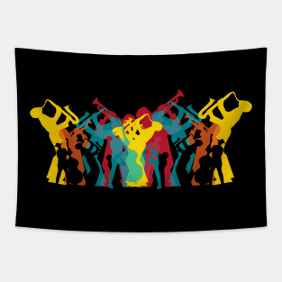 Colorful Jazz Trio Pattern Tapestry