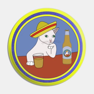 A cat Wearing a Sombrero and Drinking Pin