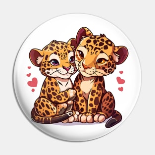 Valentine Cartoon Jaguar Couple Pin