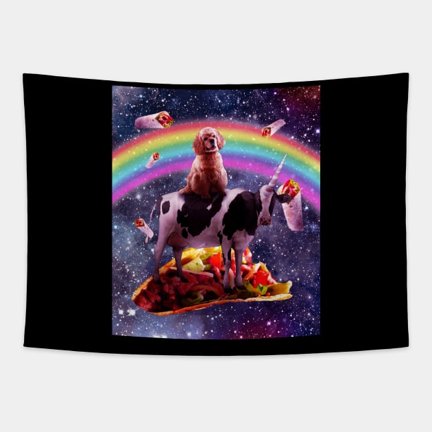 Space Dog Riding Cow Unicorn - Taco & Burrito Tapestry by Random Galaxy