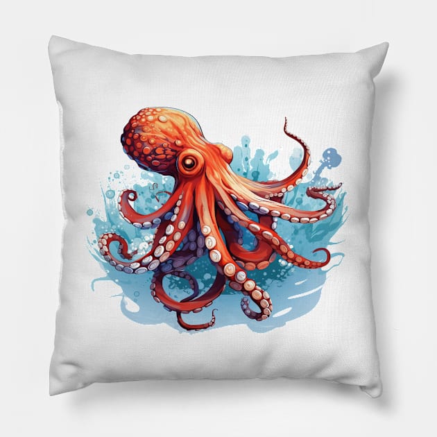 Orange Octopus Pillow by zooleisurelife