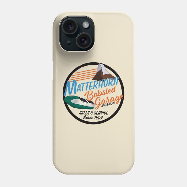 Matterhorn Bobsled Garage - Black Circle for Lighter Fabrics Phone Case by WearInTheWorld