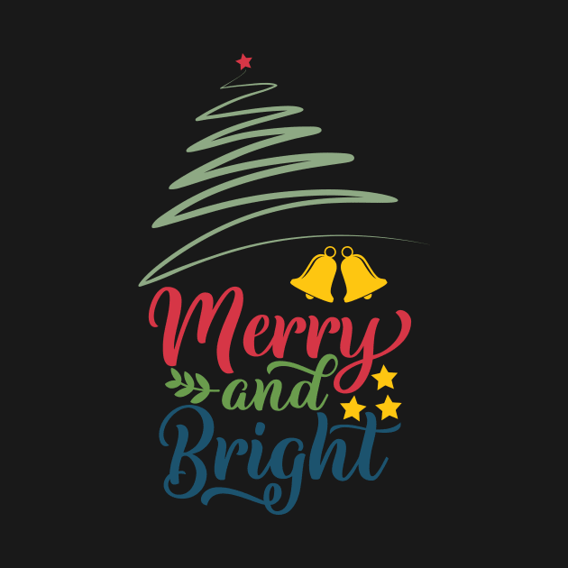 Merry and Bright Christmas Gift For Men Women Kids by BadDesignCo