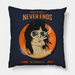 Rock n Roll Never Ends / Retro Design / Vintage / Rock & Roll Pillow