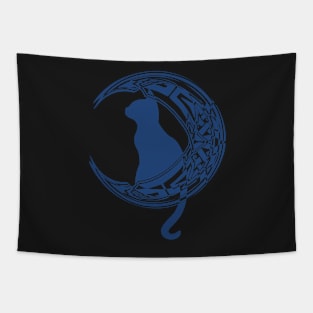 Blue Celtic Water Moon Cat | Kitten Tapestry