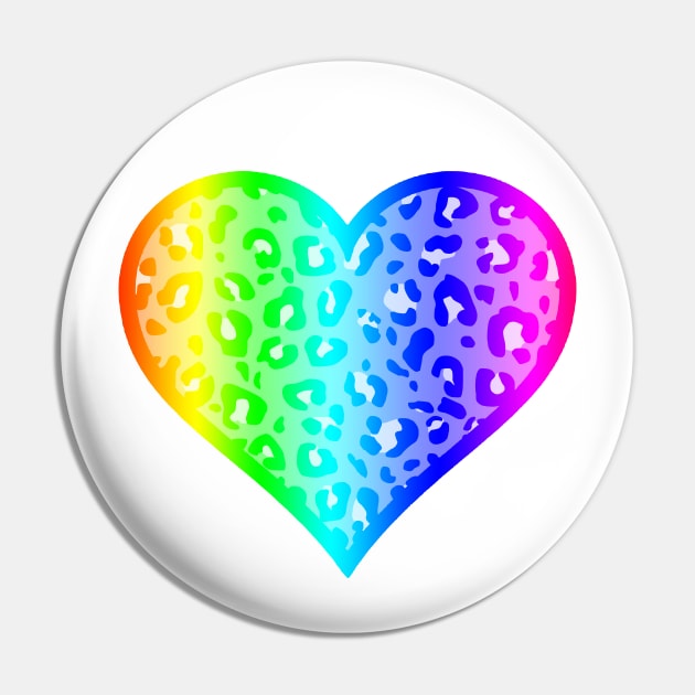 Bright Rainbow Leopard Print Heart Pin by bumblefuzzies