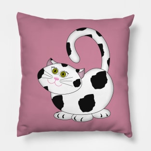Cute Black & White Cartoon Cat Pillow