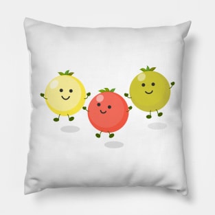 Cute cherry tomatoes cartoon illustration Pillow