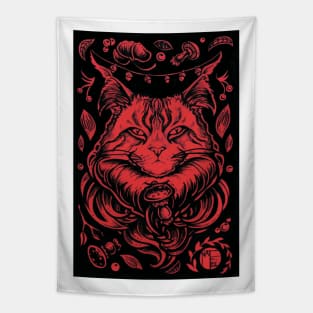 Forest Cat - Black Outlined Version Tapestry