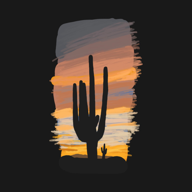 Disover Arizona Sunset Drawing - Cactus - T-Shirt