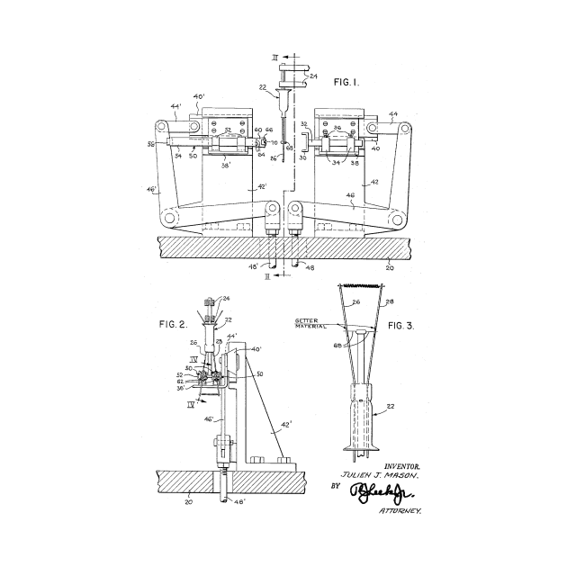 Apparatus for Applying a Getter Material Vintage Patent Drawing by TheYoungDesigns