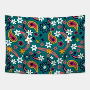 Floral pattern with leaves and flowers paisley style Tapestry