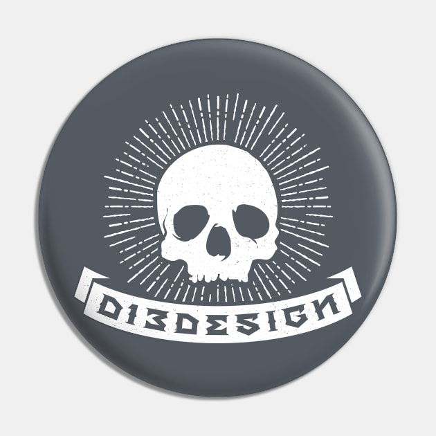 D13 Skull - White Pin by d13design