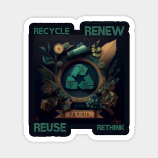 RECYCLE, RENEW, REUSE, RETHINK Magnet