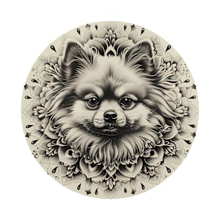 Mandala - Pomeranian B&W T-Shirt