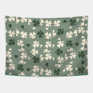 Sage Green Clover Checkers Tapestry