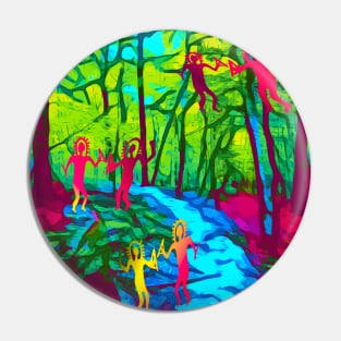 Playful Red Forest Imps Pin