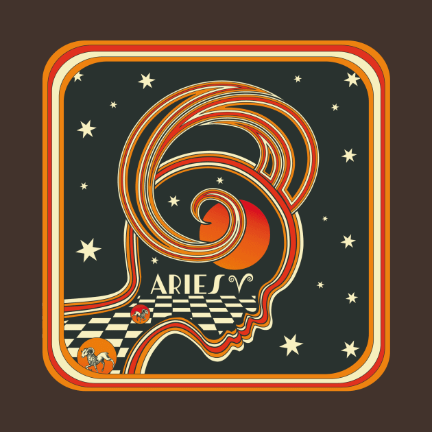 Aries Zodiac, 70s Style design by Inktally