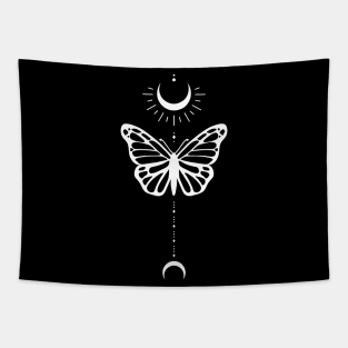 Moon Butterfly Line Art Tapestry