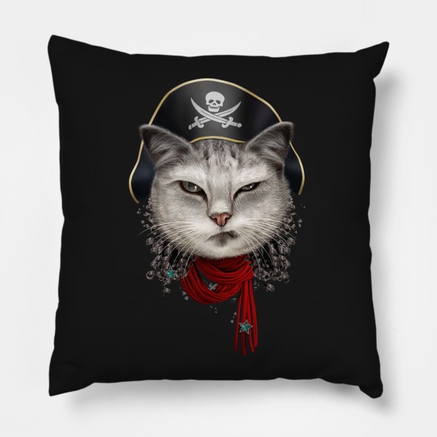 PIRATE CAT Pillow by ADAMLAWLESS