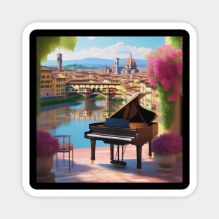 A Grand Piano In A Picturesque Scene in Florence Italy Magnet