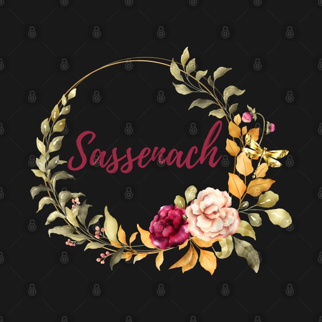 Sassenach Dragonfly Floral Wreath Gaelic Scottish by MalibuSun