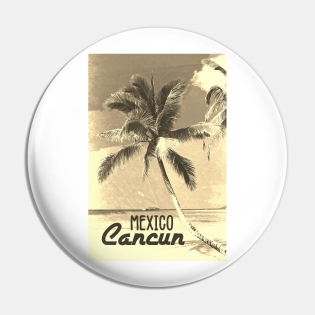 Cancun Mexico Vintage SEPIA travel poster | Most Beautiful Beach on Earth | Vacation Destination Pin by Naumovski