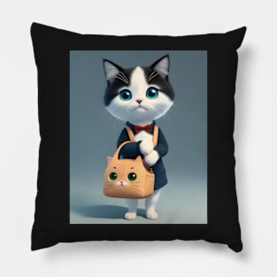 Cat with a purse - Modern digital art Pillow