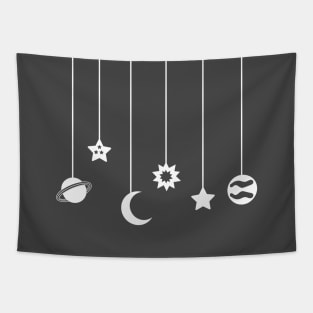 Starry Night Lunar Sky - Celestial Dreams Cosmic Visions Tapestry