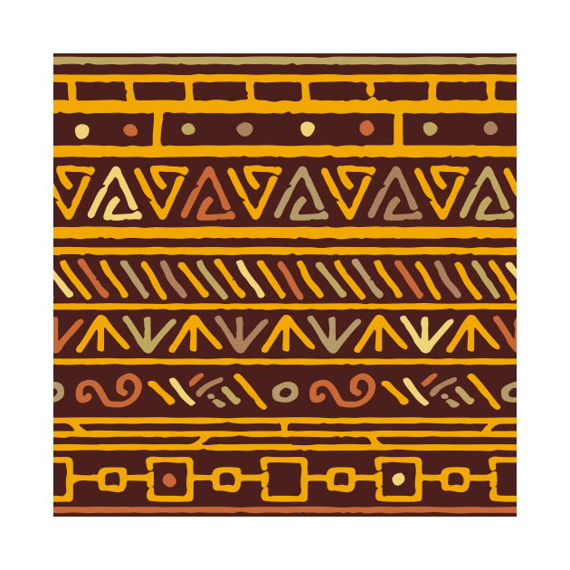 Orange brown Aztec Pattern Indian Mexican Tribal by jodotodesign