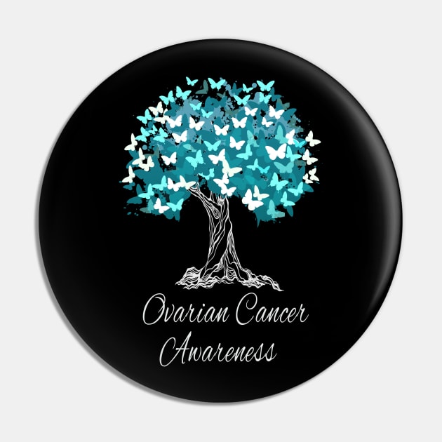 Ovarian Cancer Awareness T-Shirt Warrior Gift Pin by MerchAndrey