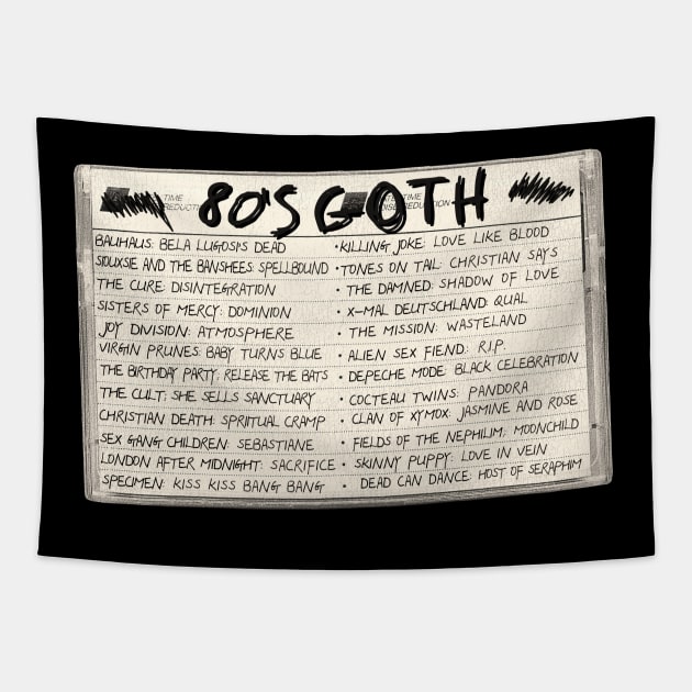 80's Goth Mix Tape Cassette Tapestry by darklordpug