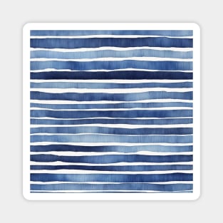 Indigo blue watercolor stripes Magnet