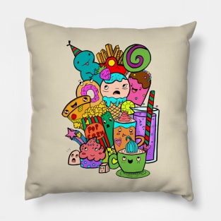 Funny Colourful Food Mix Pillow