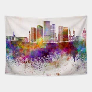 Denver V2 skyline in watercolor background Tapestry