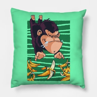 Cute Funny Monkey Eating Banana Artwork Pillow