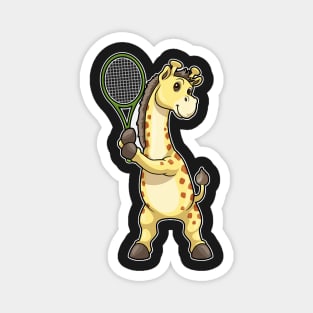 Giraffe at Tennis with Tennis racket Magnet