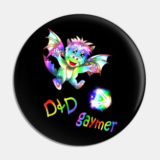 Gaymer dnd dragon with a D20 Pin