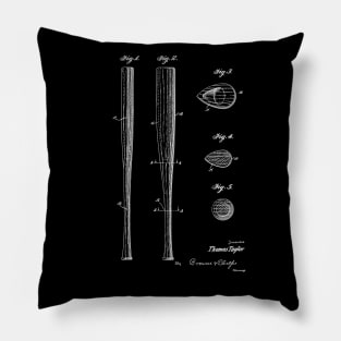 Baseball Bat Vintage Patent Drawing Funny Novelty Pillow