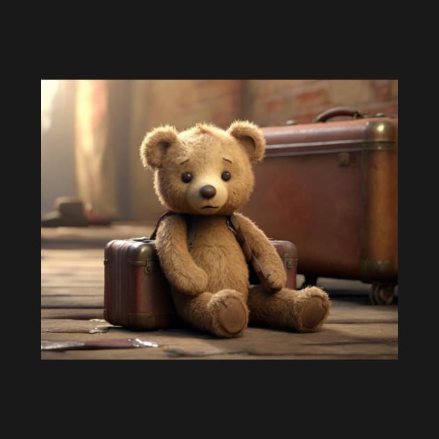 Abandoned Teddy Bear with Suitcase by susiesue