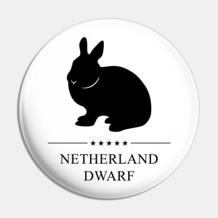 Netherland Dwarf Rabbit Black Silhouette Pin