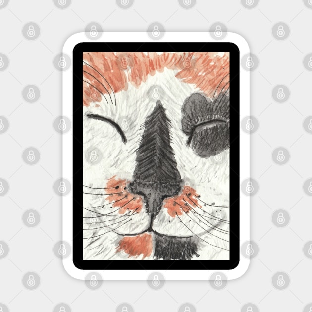 Cute Calico Cat face Magnet by SamsArtworks