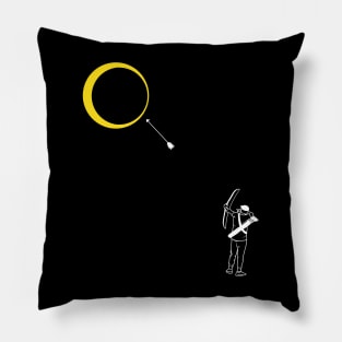 Total Solar Eclipse 2024 Archer Shooting Arrows at the Sun Pillow